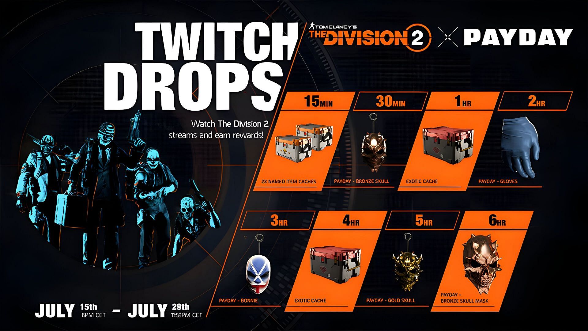 The Payday Collab Twitch Drops (Image via Ubisoft)